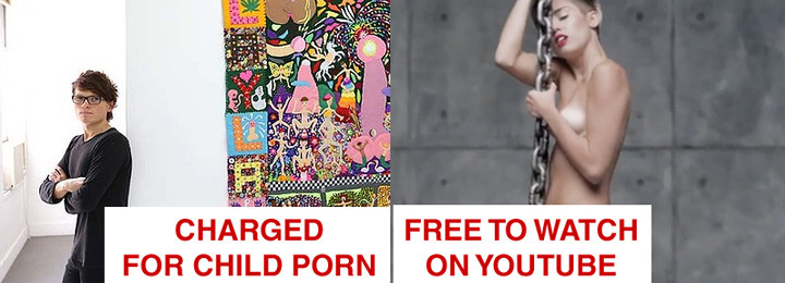 Paul Yore is charged for making art while Miley Cyrus is teaching kids how to ride a metal ball