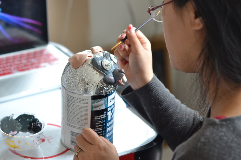 Yeok working on a soft sculpture inspired by a doll competition she held in 2012. This project is a result of exploring the relationship between artists and ways they can collaborate.